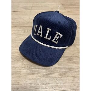 YALE University Bulldogs Corduroy Baseball Hat Rope‎ Accent Logo Navy Retro Dad